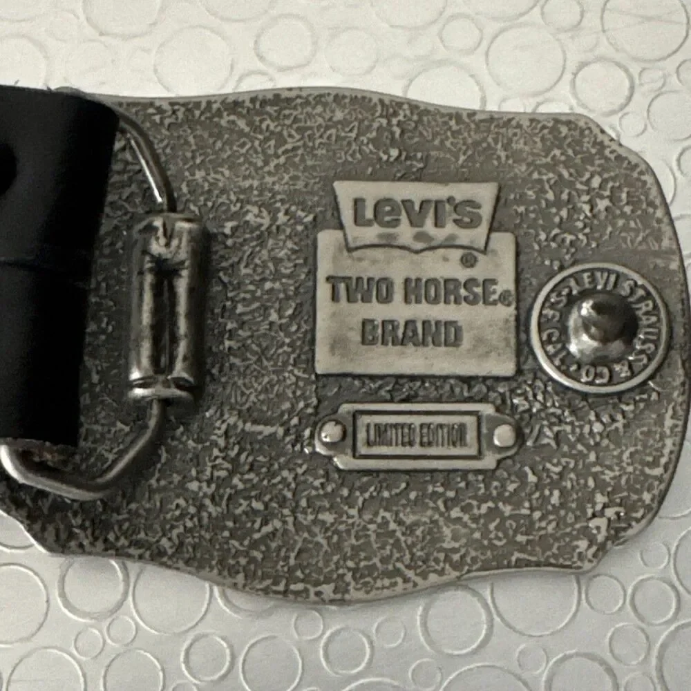 Levis Two Horse Brand Limited Edition Belt Size 44 Men’s Black Leather Workwear